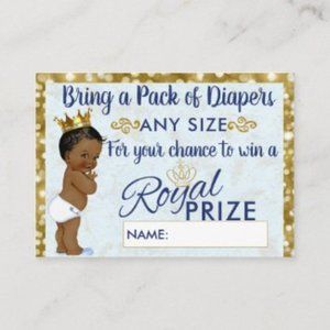 African American Prince-Blue & Gold Baby Shower-Royal Diaper Raffle Tickets